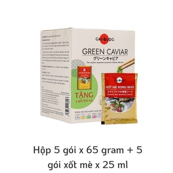 Rong nho tách nước Oki-Budo 65gr hộp 5 gói 65gr +5 gói xốt mè 25ml (Nam bảo Tín)