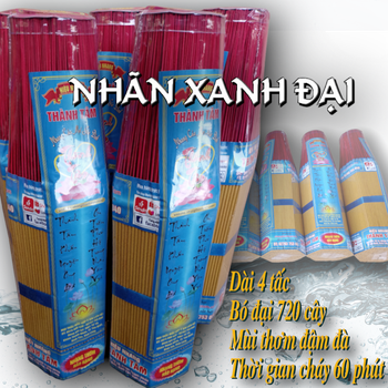 Nhang thơm Nhãn xanh đại bó lục giác 721 cây 38cm