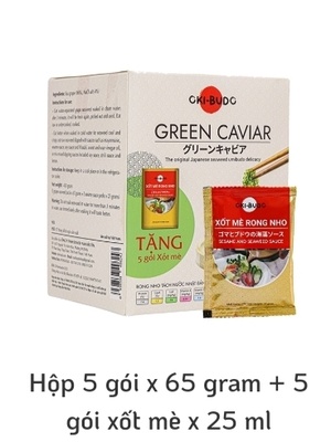 Rong nho tách nước Oki-Budo 65gr hộp 5 gói 65gr +5 gói xốt mè 25ml (Nam bảo Tín)