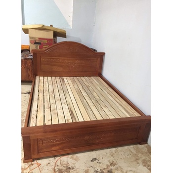 Giường đầu cong gỗ xoan đào ngang 1m6